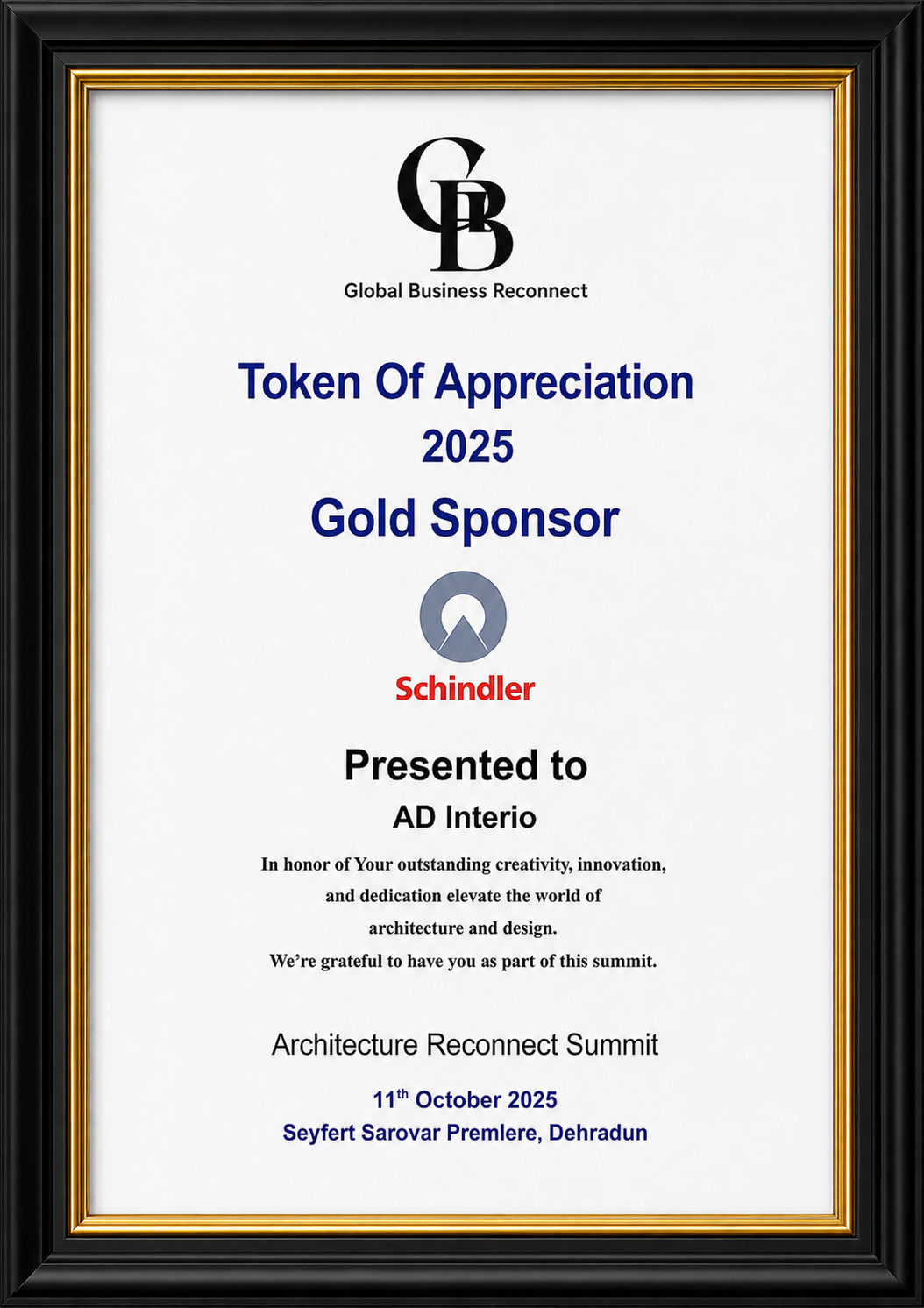 Global Business Connect award presented to AD Interio