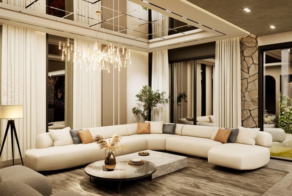 Luxury residential living room interior by AD Interio in Dehradun